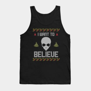 Alien Ugly Christmas Sweater I Want to Believe Tank Top